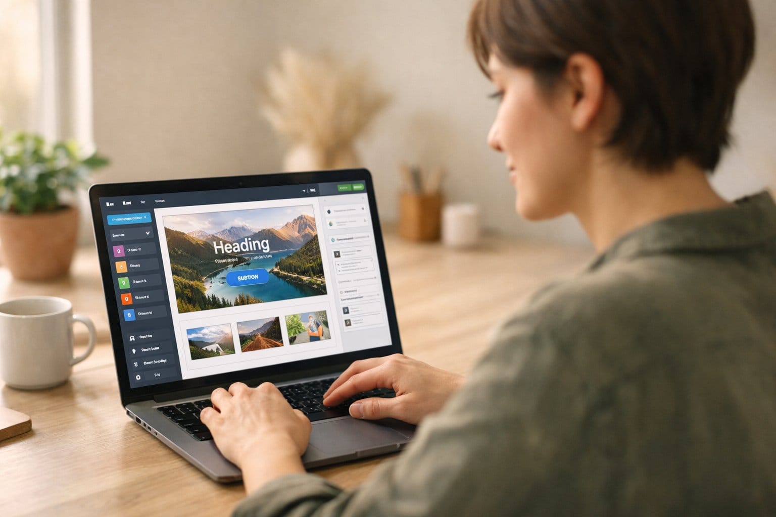 Blogger working on a Divi WordPress page with AI tools open in browser